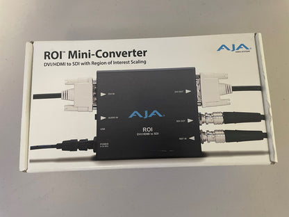New AJA ROI Mini-Converter, DVI/HDMI to SDI with Region of Interest Scaling  NIB for Sale. We Sell Professional Audio Equipment. Audio Systems, Amplifiers, Consoles, Mixers, Electronics, Entertainment, Sound, Live.