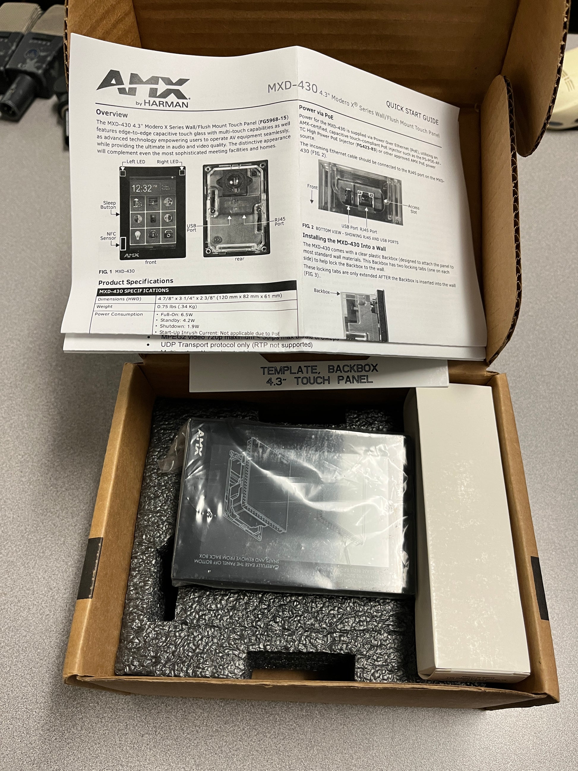 AMX MXD-430-P Wall Mount Display Touch Screen, AMX Wall Mount Display Touch Screen, Wall Mount Touch Screen, Install Wall Mount Touch Screen, We Sell Professional Audio Equipment. Audio Systems, Amplifiers, Consoles, Mixers, Electronics, Entertainment, Live Sound.