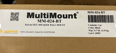 New Adaptive Technologies MultiMount MM-024-BT 60lb Indoor Speaker Wall Mount. We Sell Professional Audio Equipment. Audio Systems, Amplifiers, Consoles, Mixers, Electronics, Entertainment, Sound, Live.