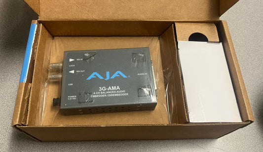 Aja 4 Channel Balanced Audio Embedder, Aja 3G-AMA 4 Channel Balanced Audio Embedder, Aja Audio Embedder, Aja Audio Disembedder, We Sell Professional Audio Equipment. Audio Systems, Amplifiers, Consoles, Mixers, Electronics, Entertainment, Live Sound.