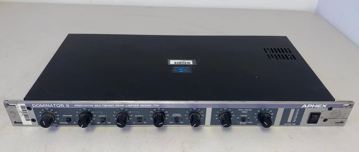 Aphex Dominator II, Aphex Dominator II 720 Multiband Peak, Aphex Dominator II 720, Aphex Limiter, We Sell Professional Audio Equipment. Audio Systems, Amplifiers, Consoles, Mixers, Electronics, Entertainment, Live Sound.