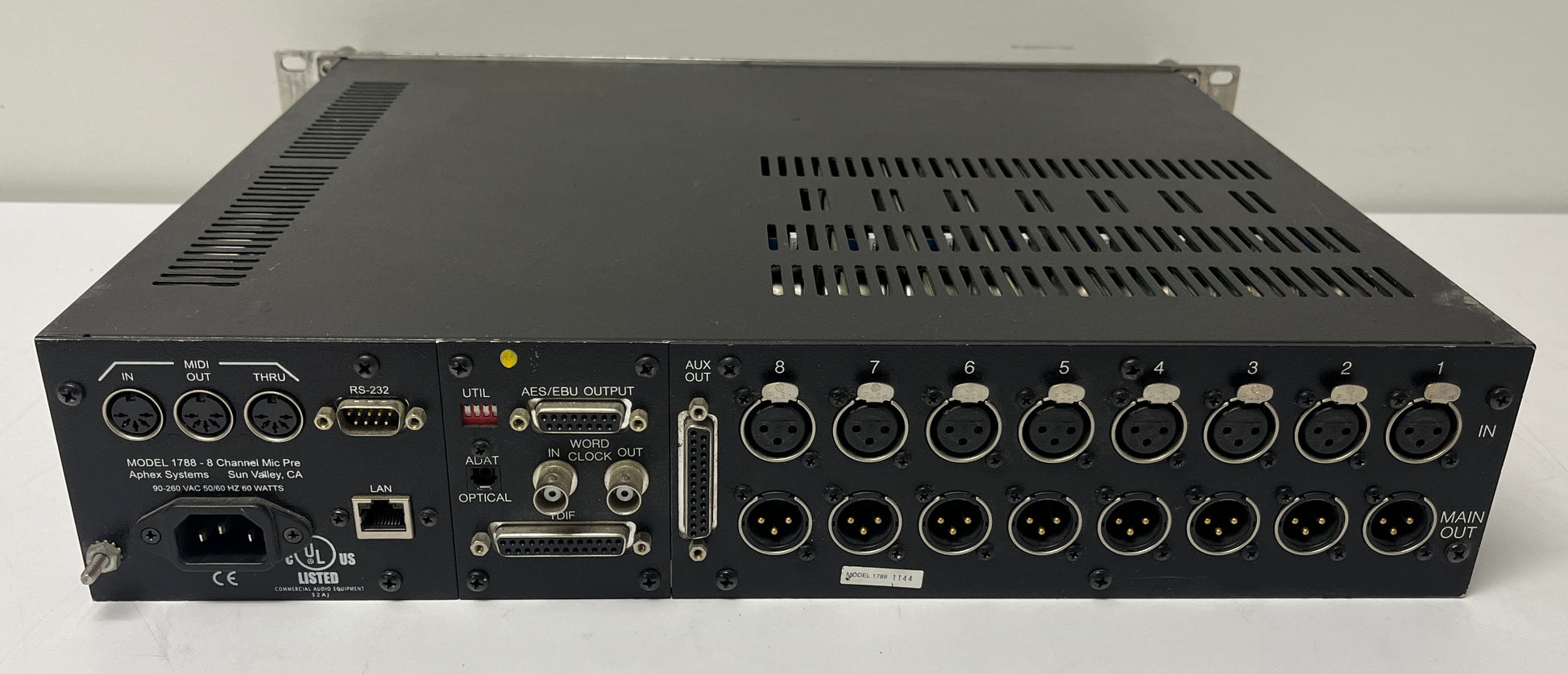 Aphex Model 1788A, Aphex 8 Channel Microphone Preamp, Aphex 1788A AES and Analog, Aphex Mic Preamp AES and Analog, We Sell Professional Audio Equipment. Audio Systems, Amplifiers, Consoles, Mixers, Electronics, Entertainment, Live Sound