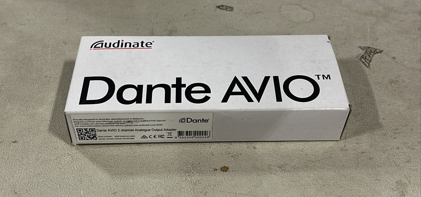 Audinate Dante AVIO 2-Channel Analog Output Adapter, Audinate 2-Channel Analog Output, Dante 2 Channel Analog Output Adapter, We Sell Professional Audio Equipment. Audio Systems, Amplifiers, Consoles, Mixers, Electronics, Entertainment, Live Sound