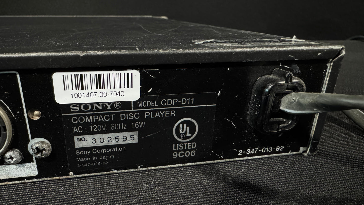 Sony CDP-D11 Professional CD Player, Sony CDP-D11, CDP-D11, Sony Rackmount CD Player, Sony Professional CD Player, Sony CDPD11. We Sell Professional Audio Equipment. Audio Systems, Amplifiers, Consoles, Mixers, Electronics, Entertainment, Live Sound.