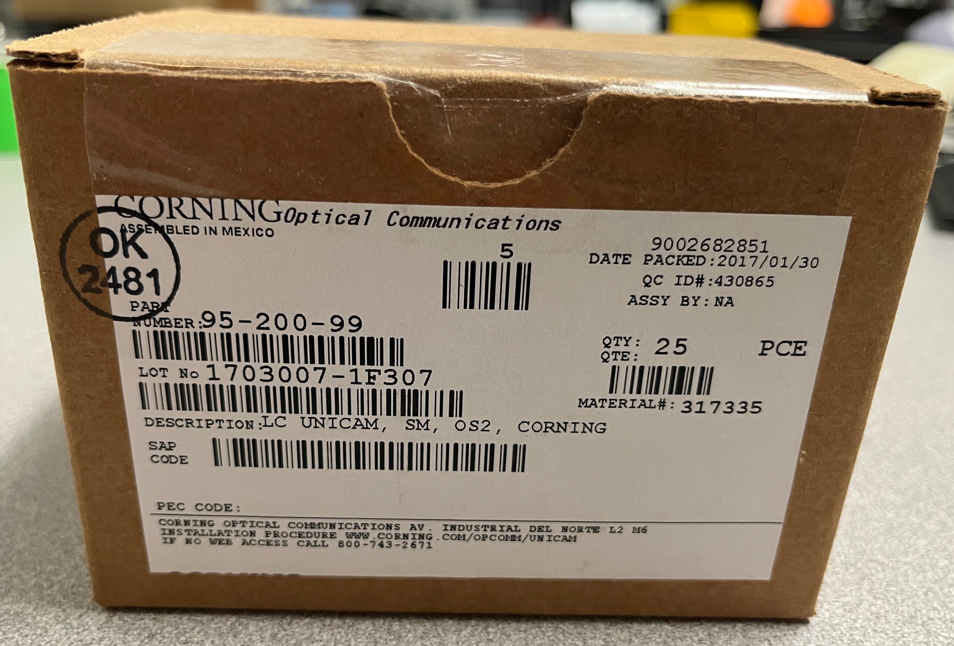 Corning Unicam Single Mode Fiber Optic Connector, Corning Single Mode Fiber Optic Connector, Corning 95-200-99 Prentium LC SM Fiber, We Sell Professional Audio Equipment. Audio Systems, Amplifiers, Consoles, Mixers, Electronics, Entertainment, Live Sound.