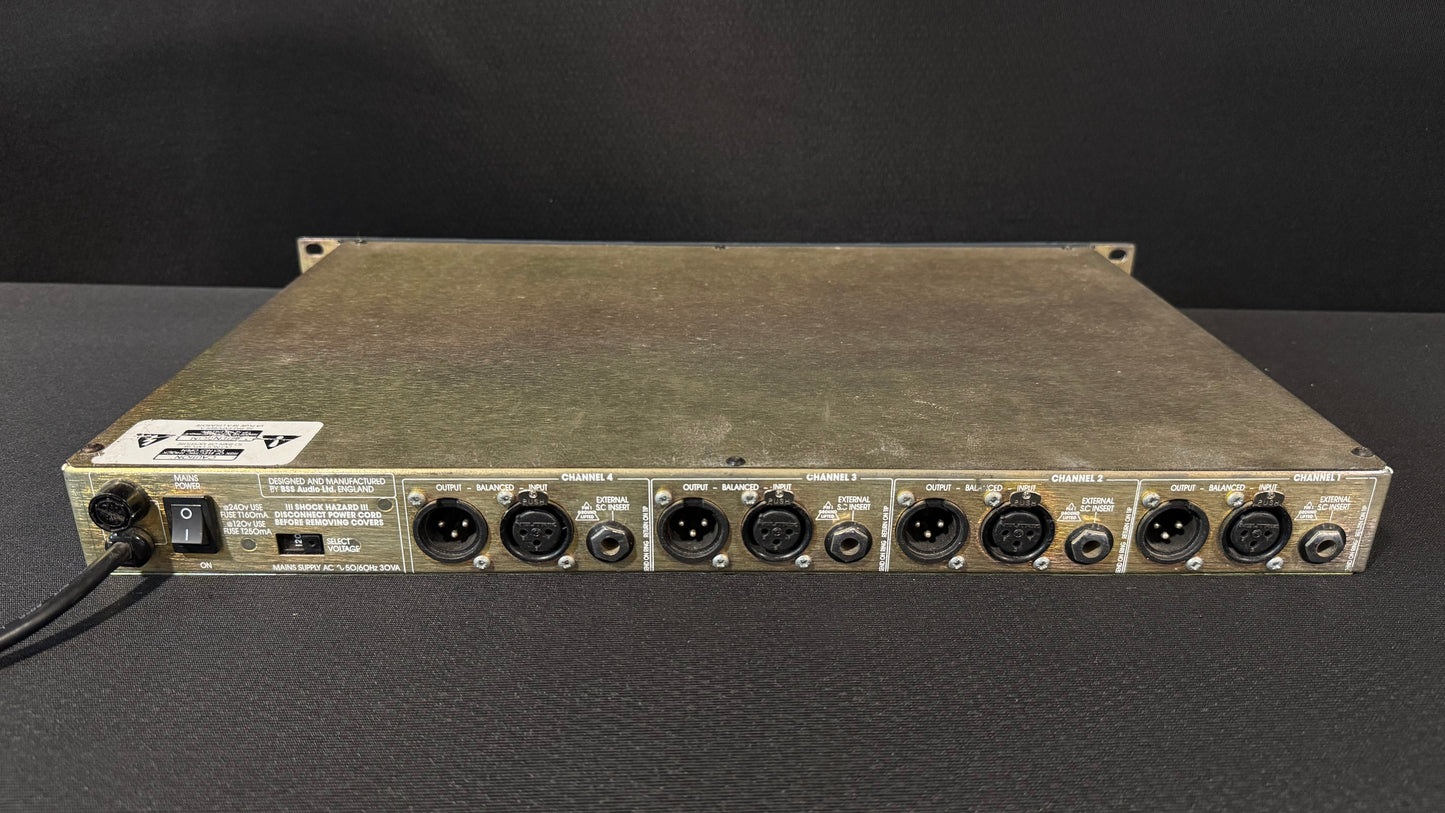 BSS DPR-404 Quad Compressor/De-Esser, BSS DPR-404, BSS DPR-404 Quad Compressor, DPR-404, BSS Compressor. We Sell Professional Audio Equipment. Audio Systems, Amplifiers, Consoles, Mixers, Electronics, Entertainment, Live Sound.