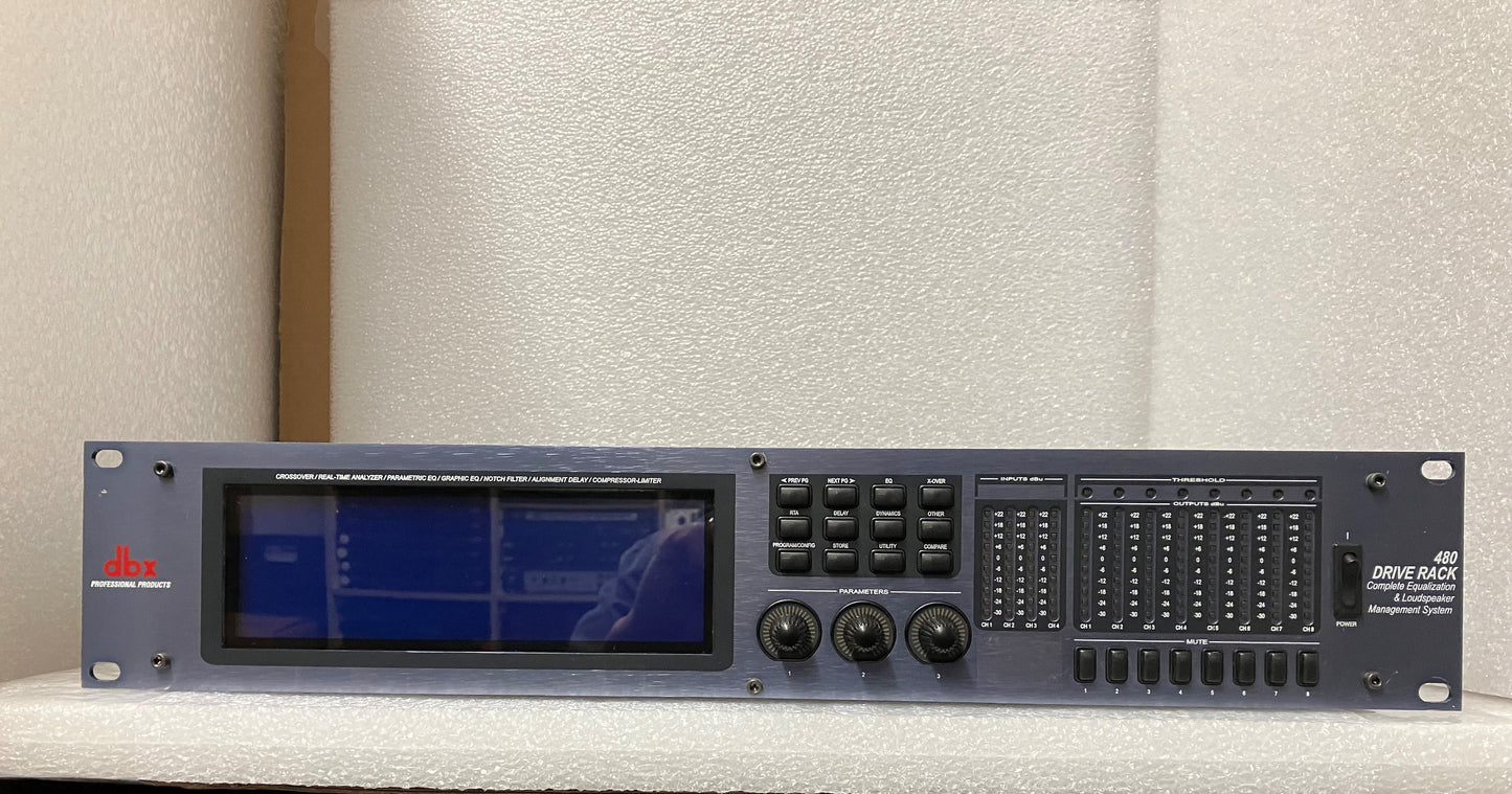 dbx Drive Rack, dbx Drive Rack 480T, dbx effects gear, dbx fx gear, dbx output transformer, dbx Loudspeaker Management System, dbx EQ, dbx Equalization, Loudspeaker Management System, We Sell Professional Audio Equipment. Audio Systems, Amplifiers, Consoles, Mixers, Electronics, Entertainment, Live Sound.