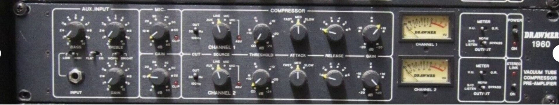 Used Drawmer 1960 Vacuum Tube Compressor & Pre-Amplifier for Sale. We Sell Professional Audio Equipment. Audio Systems, Amplifiers, Consoles, Mixers, Electronics, Entertainment, Sound, Live.