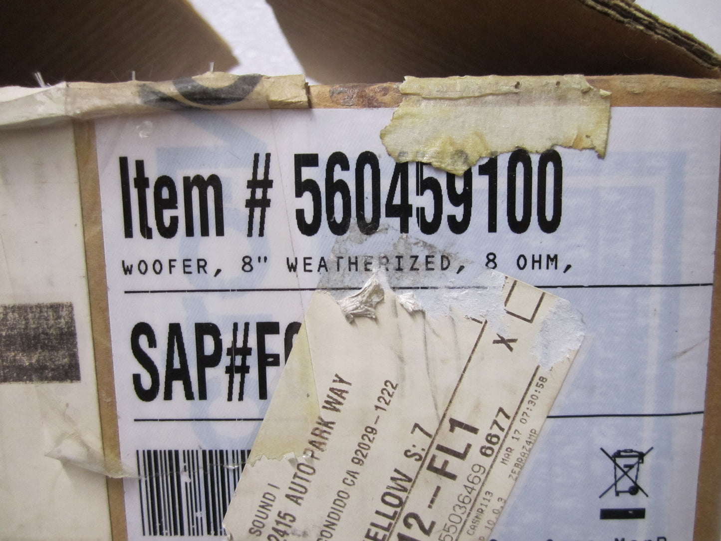 EV 8 Inch woofer, Electro Voice 8" Woofer, Electro-Voice 8 inch speaker, EV 560459100, Electro-Voice 560549100, We Sell Professional Audio Equipment. Audio Systems, Amplifiers, Consoles, Mixers, Electronics, Entertainment, Live Sound