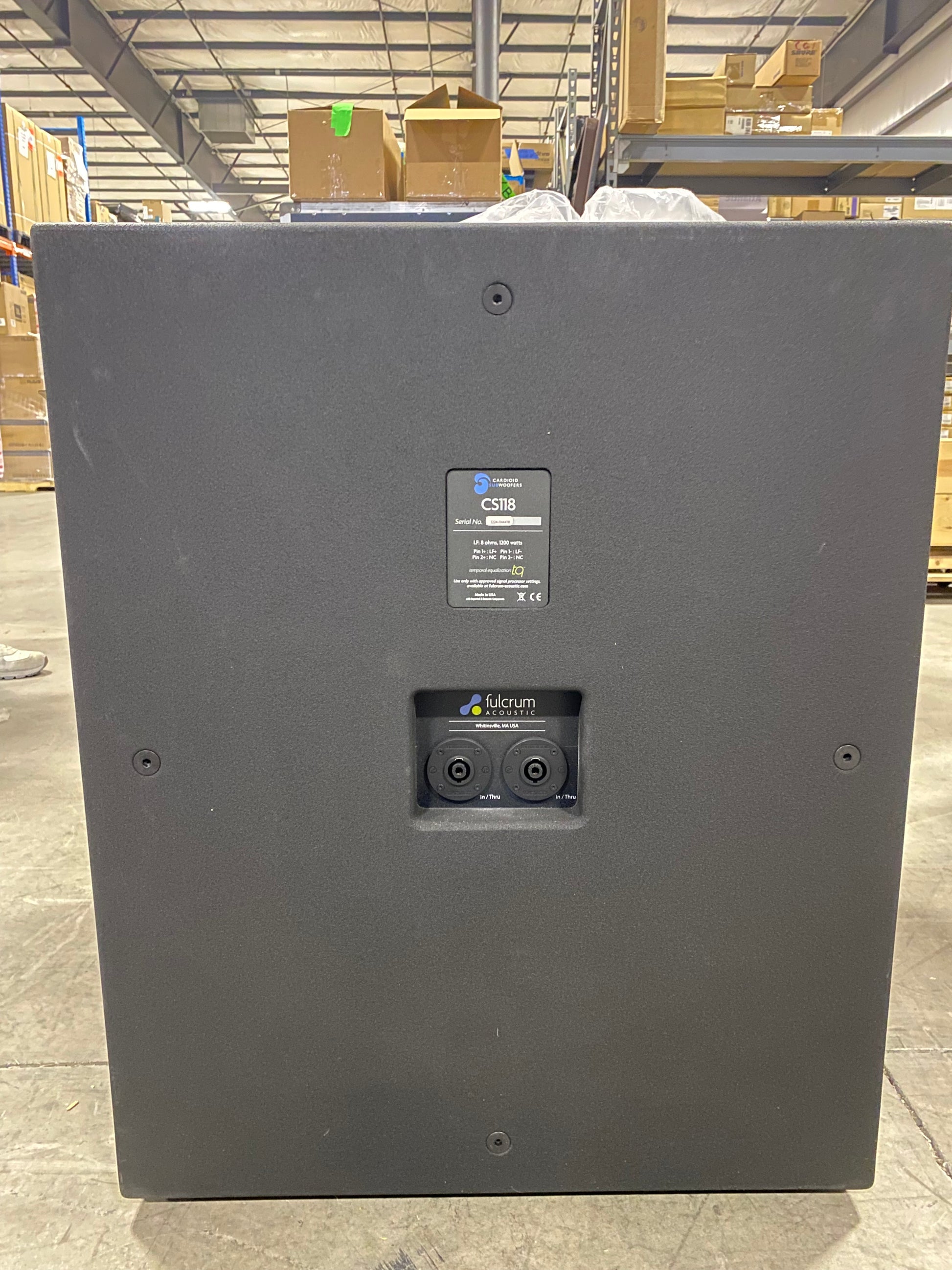 Subcardioid Subwoofer, Speaker, Portable Subwoofer, Portable Sub, Installation, Install Subwoofer, Install, Fulcrum Acoustics CS118, Fulcrum Acoustics, 18" Woofer, 18" Subwoofer, We Sell Professional Audio Equipment. Audio Systems, Amplifiers, Consoles, Mixers, Electronics, Entertainment, Live Sound.