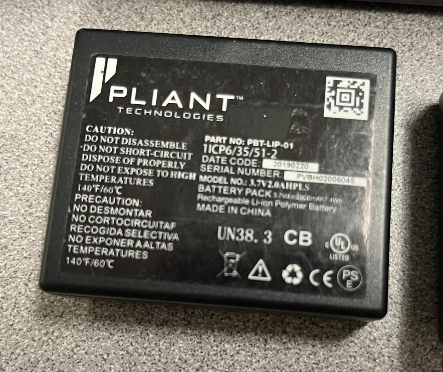 CrewCom Pliant Technologies Rechargeable Lithium-Polymer Batteries w/ Chargers