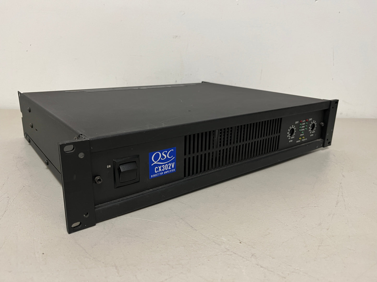 QSC CX302V 2 Channel 120V Power Amplifier. We Sell Professional Audio Equipment. Audio Systems, Amplifiers, Consoles, Mixers, Electronics, Entertainment, Sound, Live.