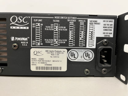 QSC CX302V 2 Channel 120V Power Amplifier. We Sell Professional Audio Equipment. Audio Systems, Amplifiers, Consoles, Mixers, Electronics, Entertainment, Sound, Live.