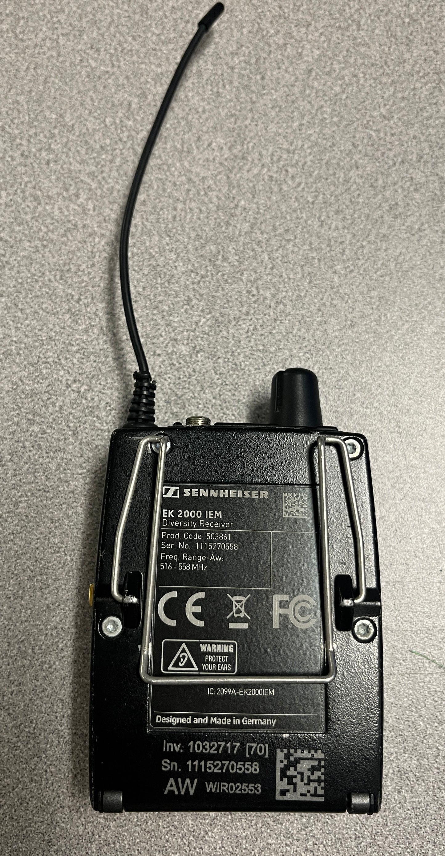 Sennheiser EK 2000, IEM Belt Pack Receiver (A, 516-558 MHz) Damaged Antenna