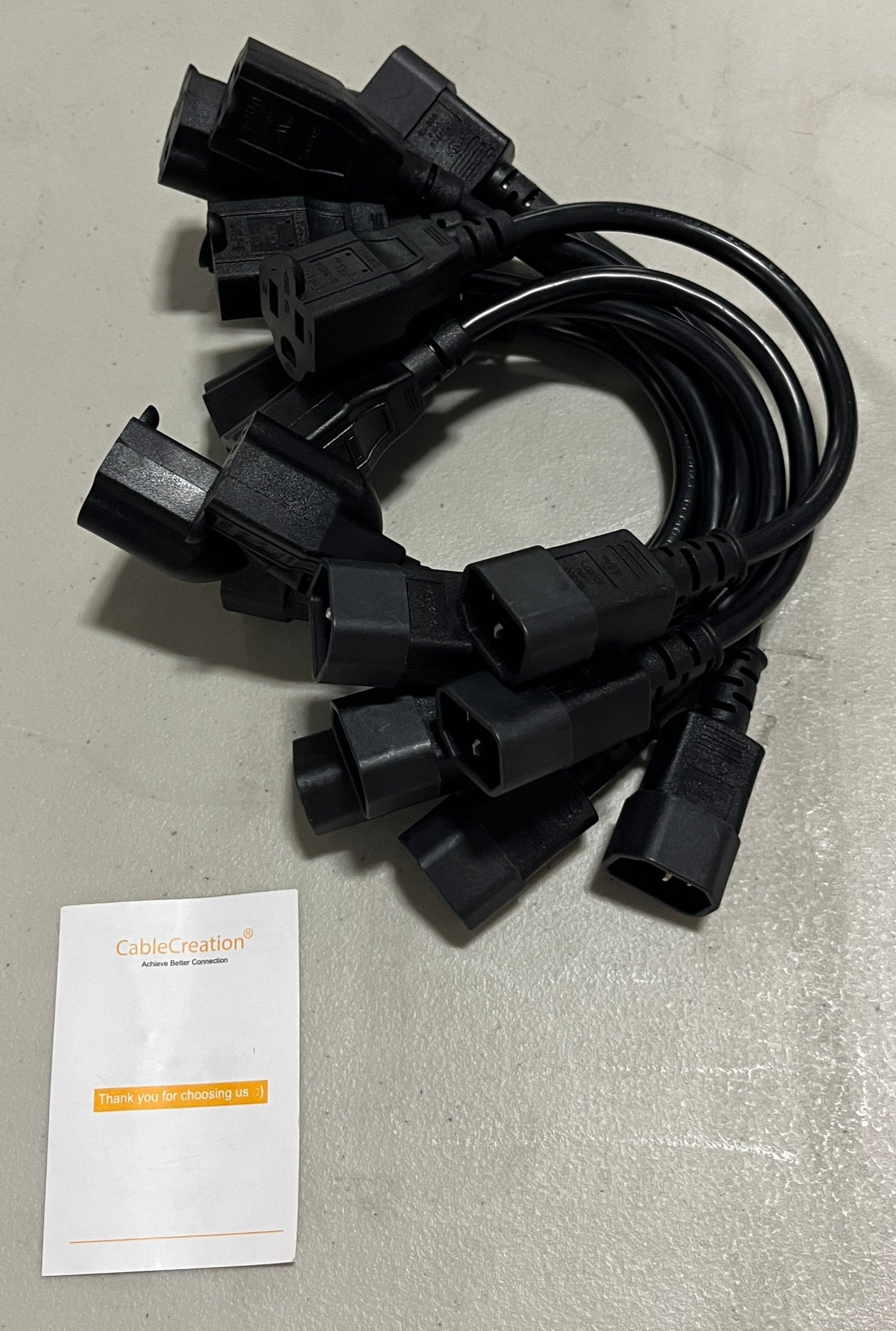 Power Adapter Cables, IEC C14 to NEMA 5-15R Edison, 1 Foot, 18AWG, Lot of 30