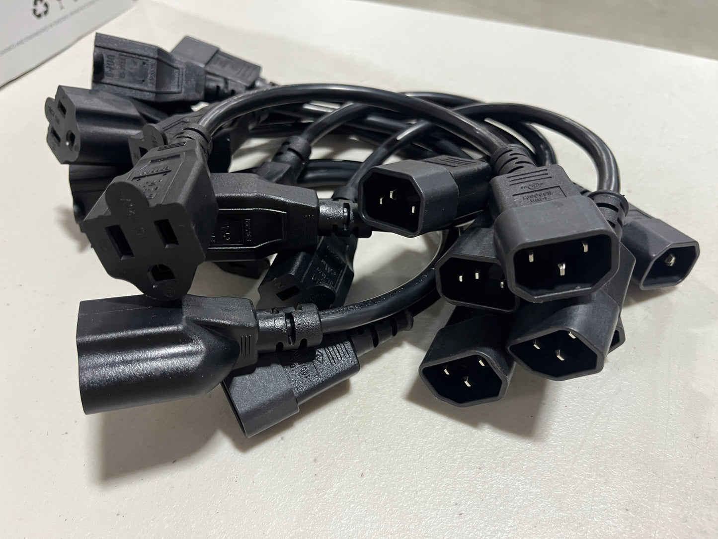 Power Adapter Cables, IEC C14 to NEMA 5-15R Edison, 1 Foot, 18AWG, Lot of 30