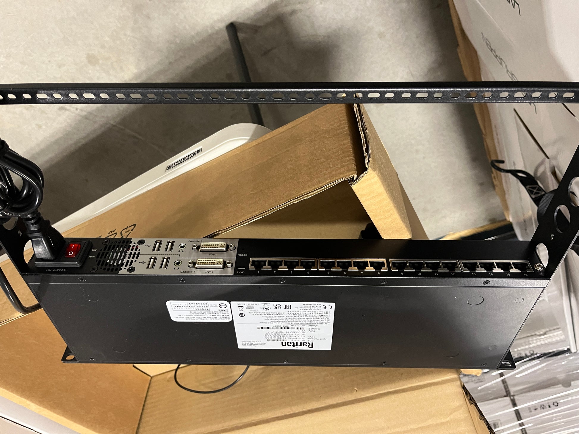 New Raritan MasterConsole MCD-216 CAT5 KVM Switch for Sale. We Sell Professional Audio Equipment. Audio Systems, Amplifiers, Consoles, Mixers, Electronics, Entertainment, Sound, Live.