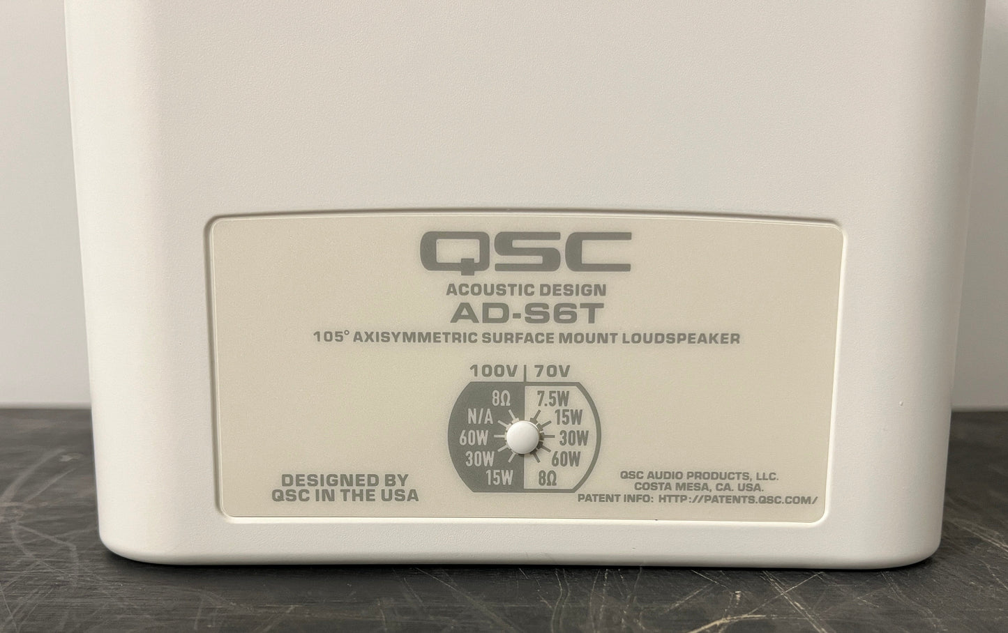 QSC AD-S6T 6.5-inch 2-way, 105° conical DMT Indoor/Outdoor, White, One Speaker Open Box, for Sale. We Sell Professional Audio Equipment. Audio Systems, Amplifiers, Consoles, Mixers, Electronics, Entertainment and Live Sound.