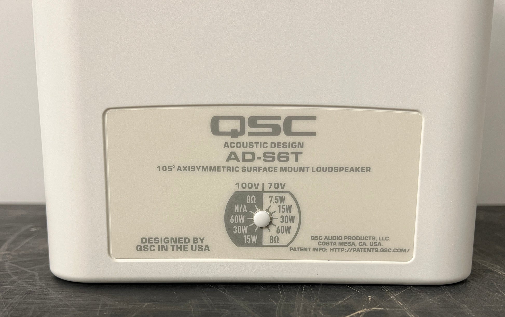 QSC AD-S6T 6.5-inch 2-way, 105° conical DMT Indoor/Outdoor, White, One Speaker Open Box, for Sale. We Sell Professional Audio Equipment. Audio Systems, Amplifiers, Consoles, Mixers, Electronics, Entertainment and Live Sound.