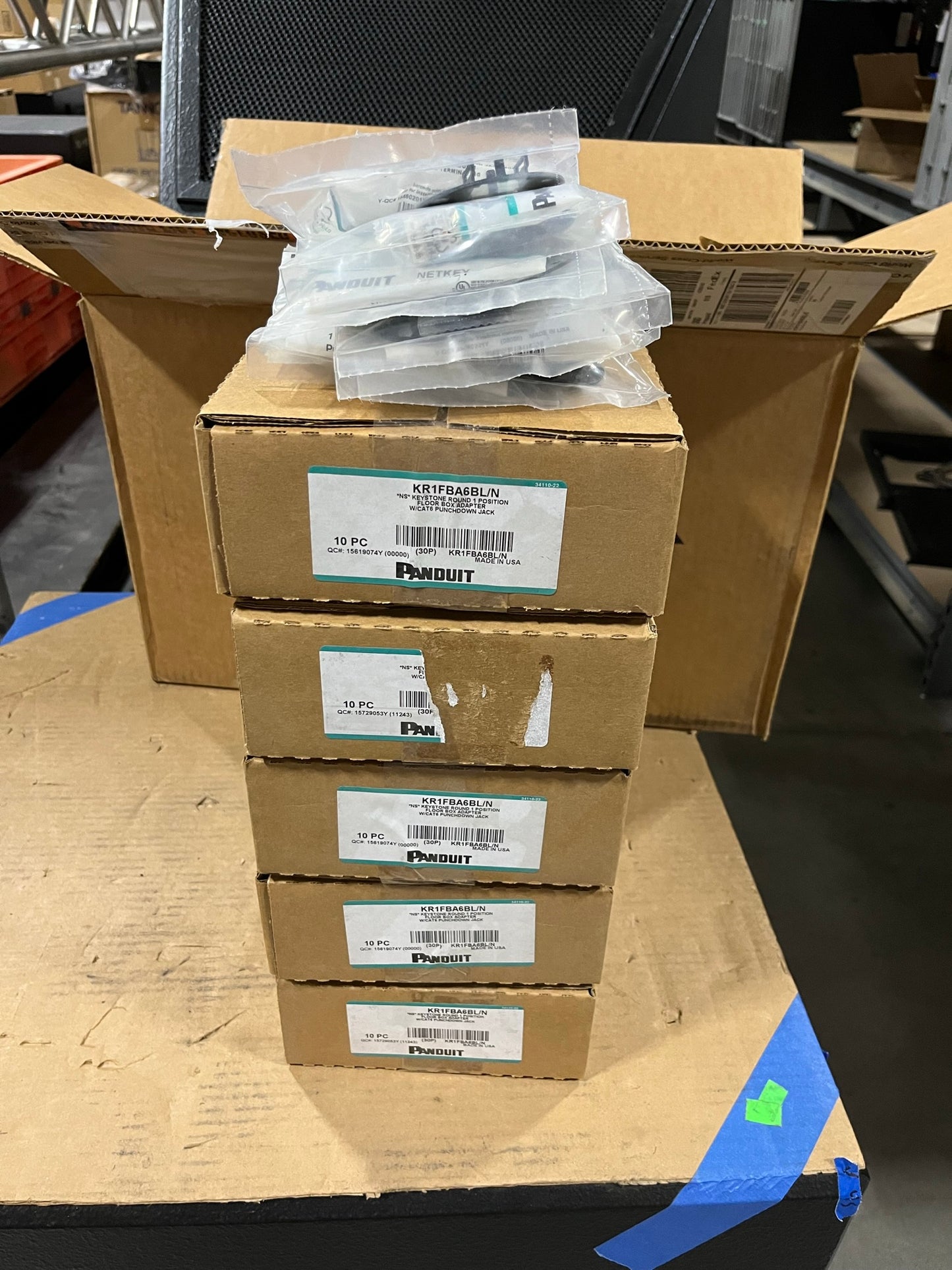 New Panduit KR1FBA6BLN, Lot of 5 Boxes of 10, New for Sale. We Sell Professional Audio Equipment. Audio Systems, Amplifiers, Consoles, Mixers, Electronics, Entertainment, Sound, Live.