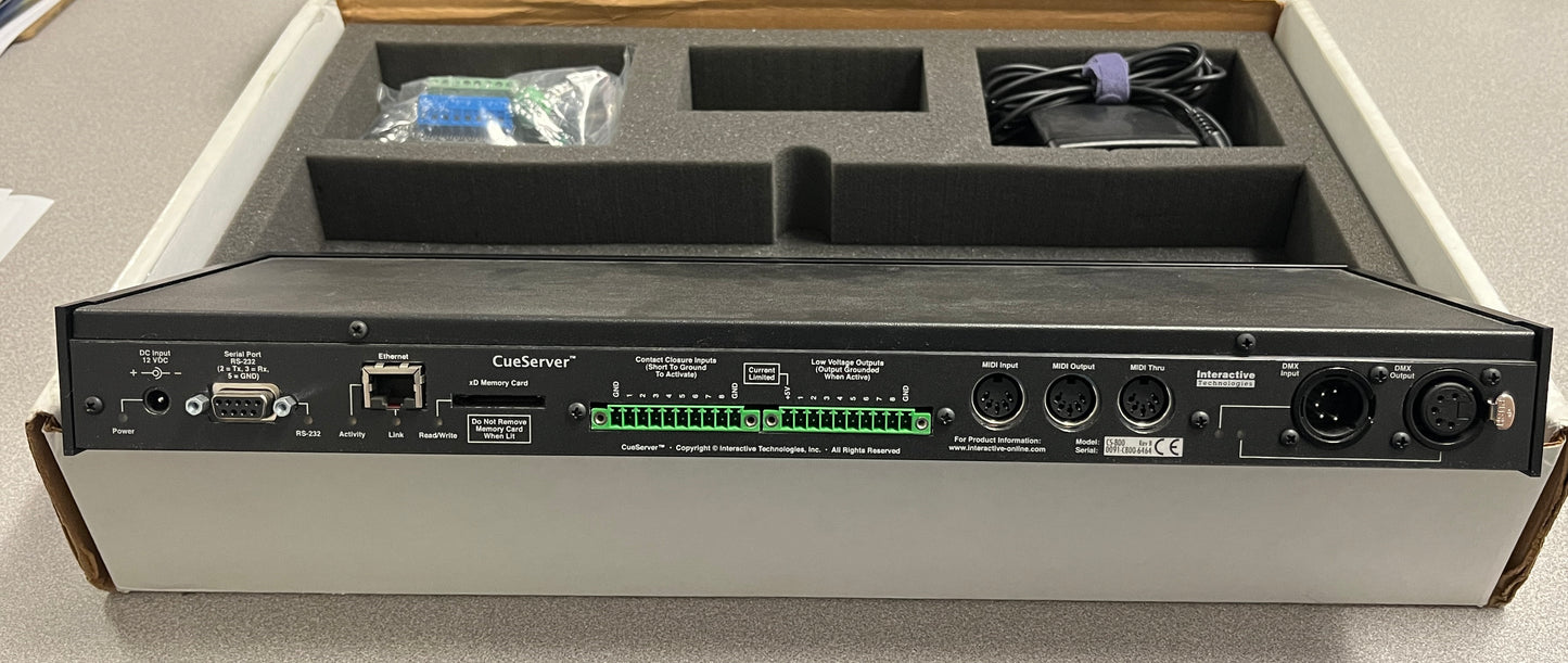 Interactive Technologies CS-800 CueServer Pro, CueServer Pro Web-Enabled Show Playback Processor, CS-800 Pro Web-Enabled Show Playback Processor, We Sell Professional Audio Equipment. Audio Systems, Amplifiers, Consoles, Mixers, Electronics, Entertainment, Live Sound
