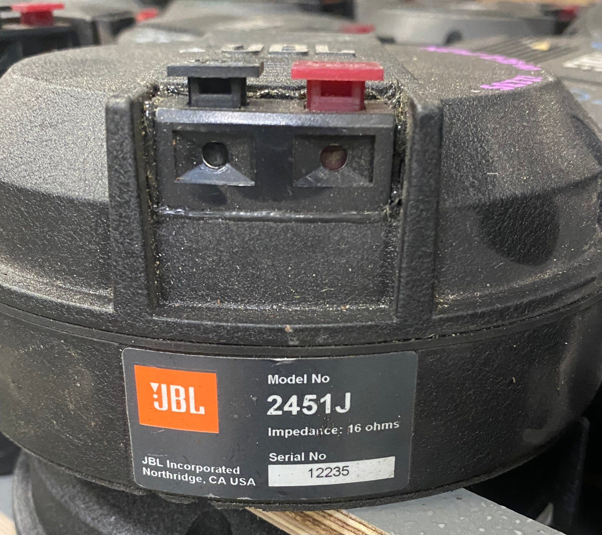 JBL High Frequency Compression Driver, JBL HF Compression Driver, JBL 2451J Neodymium 16 Ohms, JBL 16 Ohm 2451, We Sell Professional Audio Equipment. Audio Systems, Amplifiers, Consoles, Mixers, Electronics, Entertainment, Live Sound.