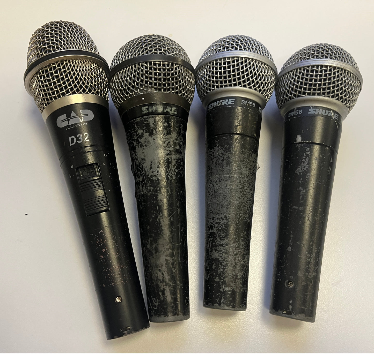 Shure SM58, Shure PG58, CAD Audio D32, Shure Microphones, CAD Audio Microphones, Microphone Lot. We Sell Professional Audio Equipment. Audio Systems, Amplifiers, Consoles, Mixers, Electronics, Entertainment, Live Sound.