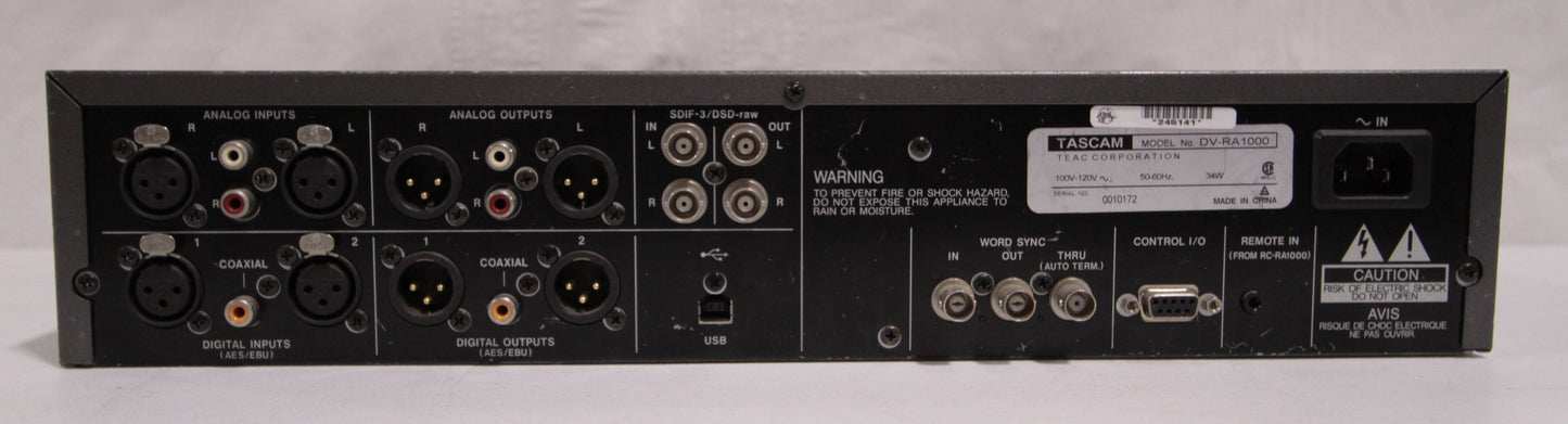 Tascam DV-RA1000 High-Resolution DVD Master Recorder. We Sell Professional Audio Equipment. Audio Systems, Amplifiers, Consoles, Mixers, Electronics, Entertainment, Sound, Live.