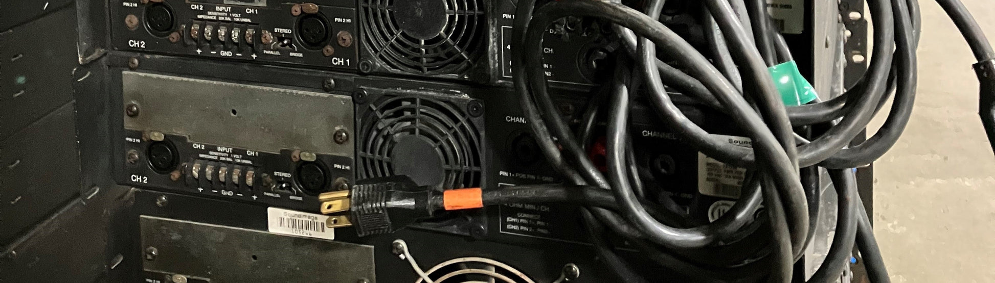 QSC Amplifier, QSC EX 1250 Professional Stereo Amplifier, QSC 1250 Amplifier, QSC EX 1250 Stereo Amplifier, We Sell Professional Audio Equipment. Audio Systems, Amplifiers, Consoles, Mixers, Electronics, Entertainment, Live Sound.