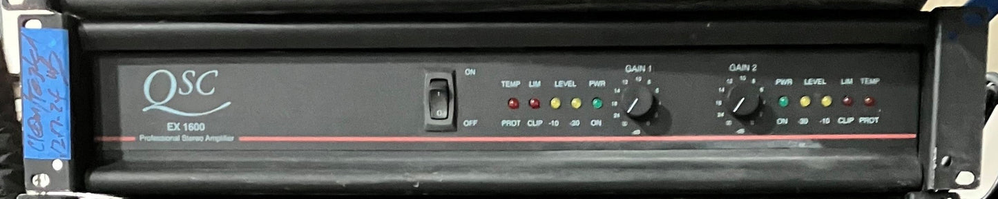 QSC EX 1600, QSC EX 1600 Professional Stereo Amplifier, QSC EX 1600 Amplifier, QSC EX Stereo Amplifier, QSC Amplifier with Binding Post, We Sell Professional Audio Equipment. Audio Systems, Amplifiers, Consoles, Mixers, Electronics, Entertainment, Live Sound.