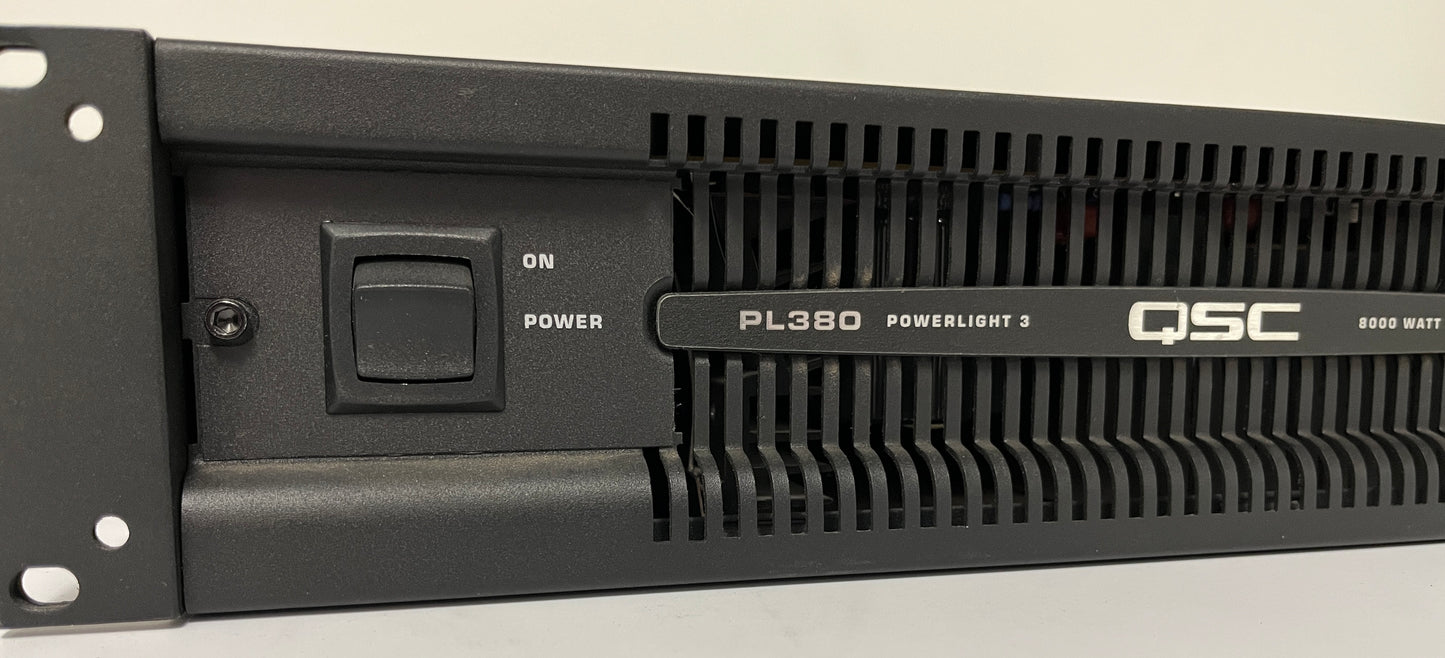 QSC PL380 Powerlight 3 Series Power Amplifier, QSC PL380 Amplifier, QSC PL380, QSC 2-Channel Power Amplifier, QSC PL380 2-Channel, We Sell Professional Audio Equipment. Audio Systems, Amplifiers, Consoles, Mixers, Electronics, Entertainment, Live Sound