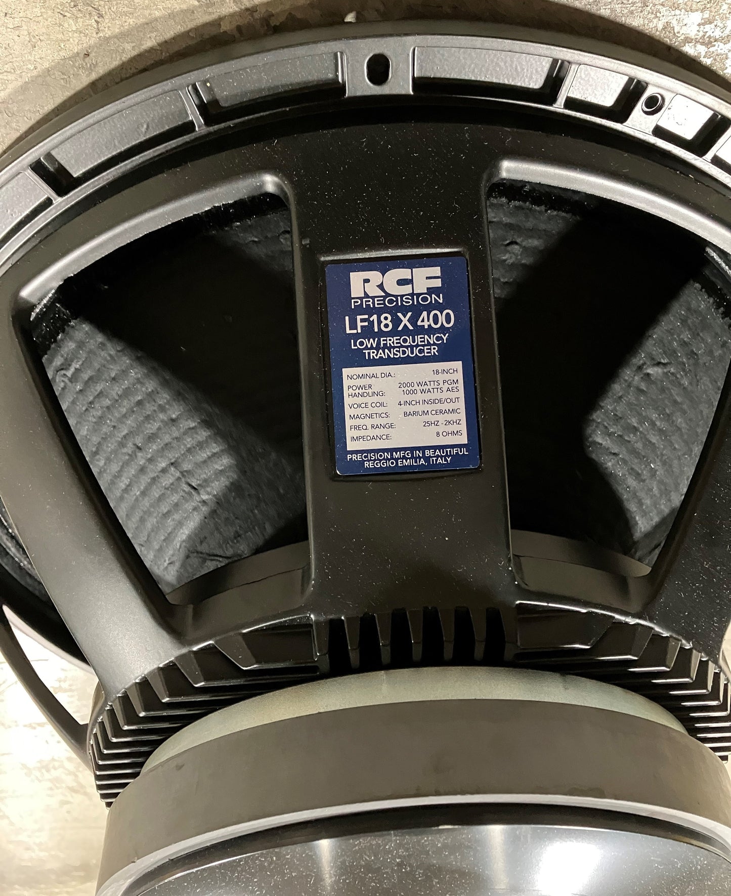 RCF LF18X400 18" High Power Woofer 2000W 8 ohm, New In Opened Box. We Sell Professional Audio Equipment. Audio Systems, Amplifiers, Consoles, Mixers, Electronics, Entertainment and Live Sound.