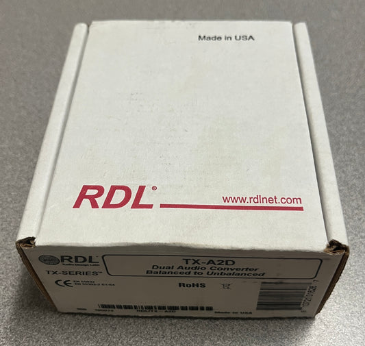 RDL TX-A2D Stereo Balanced to Unbalanced Signal Converter, RDL TX-A2D, Stereo Balanced to Unbalanced Signal Converter, We Sell Professional Audio Equipment. Audio Systems, Amplifiers, Consoles, Mixers, Electronics, Entertainment, Live Sound.