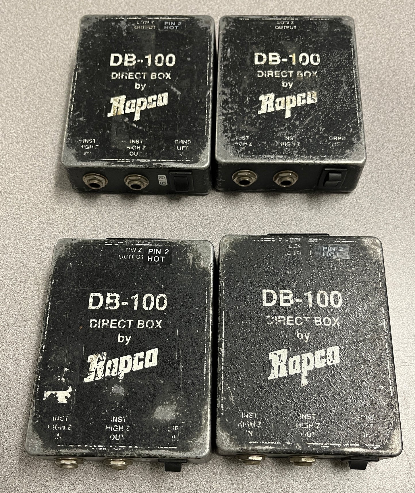 Rapco DB100 Passive Direct Box, Rapco DB100, Passive Direct Box Lot of 4, DB100 DI Box, Rapco DI Box Lot of Four, We Sell Professional Audio Equipment. Audio Systems, Amplifiers, Consoles, Mixers, Electronics, Entertainment, Live Sound