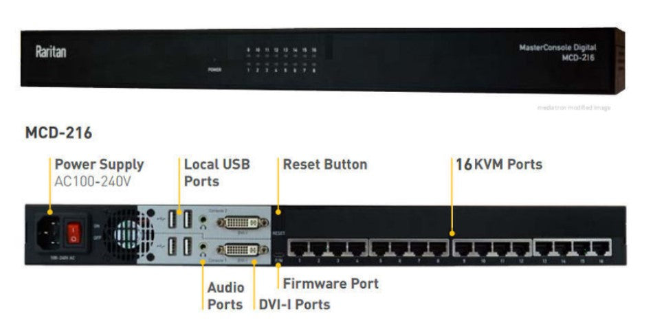 New Raritan MasterConsole MCD-216 CAT5 KVM Switch for Sale. We Sell Professional Audio Equipment. Audio Systems, Amplifiers, Consoles, Mixers, Electronics, Entertainment, Sound, Live.