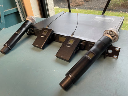 Used Shure UR4D-H4 Package (2x UR2) (2x UR1) for Sale. We Sell Professional Audio Equipment. Audio Systems, Amplifiers, Consoles, Mixers, Electronics, Entertainment, Sound, Live.