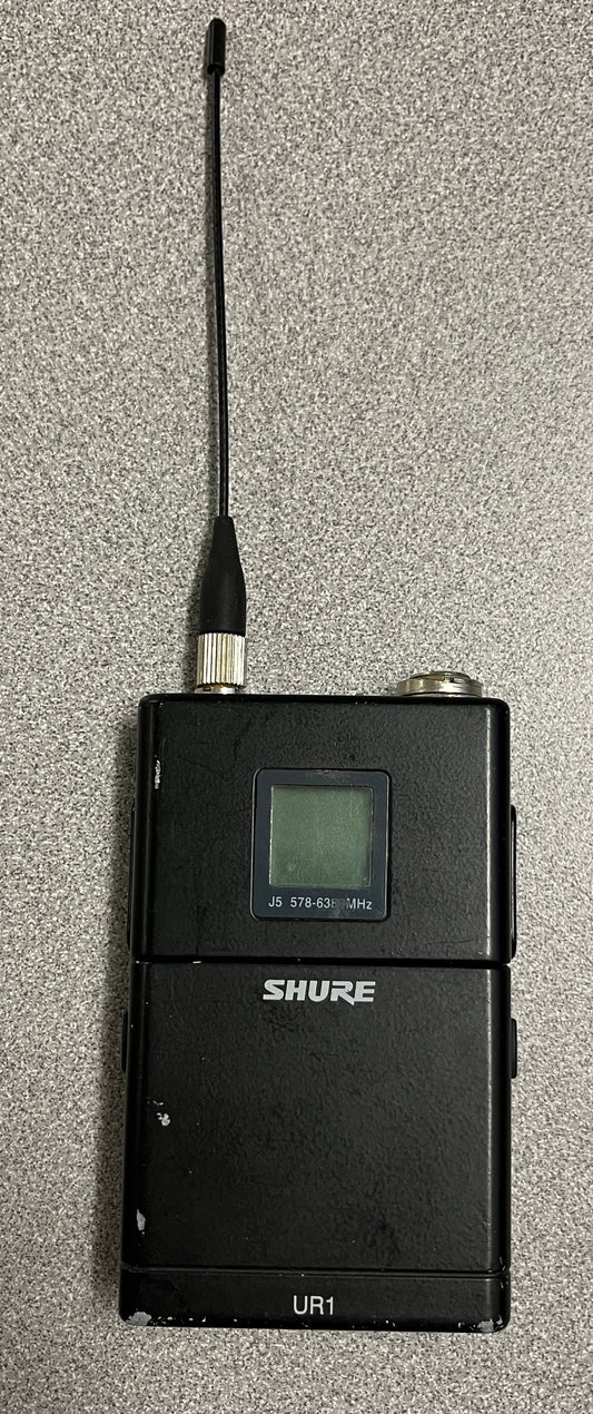 Shure UR1, Shure UR1 J5, Shure Bodypack Transmitter J5, Shure Bodypack Transmitter J5 578-638 MHz, We Sell Professional Audio Equipment. Audio Systems, Amplifiers, Consoles, Mixers, Electronics, Entertainment, Live Sound.