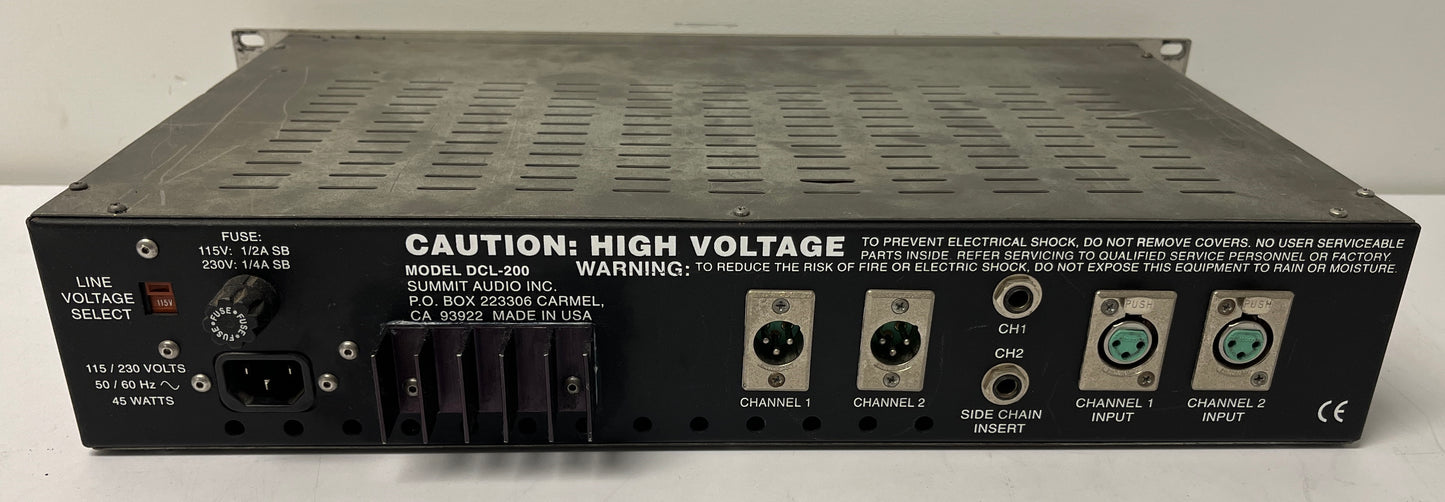 Summit Audio DCL-200, Summit Audio 2-Channel Tube Compressor, 2 Channel Tube Compressor, Audio Tube Compressor, Summit Audio Tube Compressor, We Sell Professional Audio Equipment. Audio Systems, Amplifiers, Consoles, Mixers, Electronics, Entertainment, Live Sound