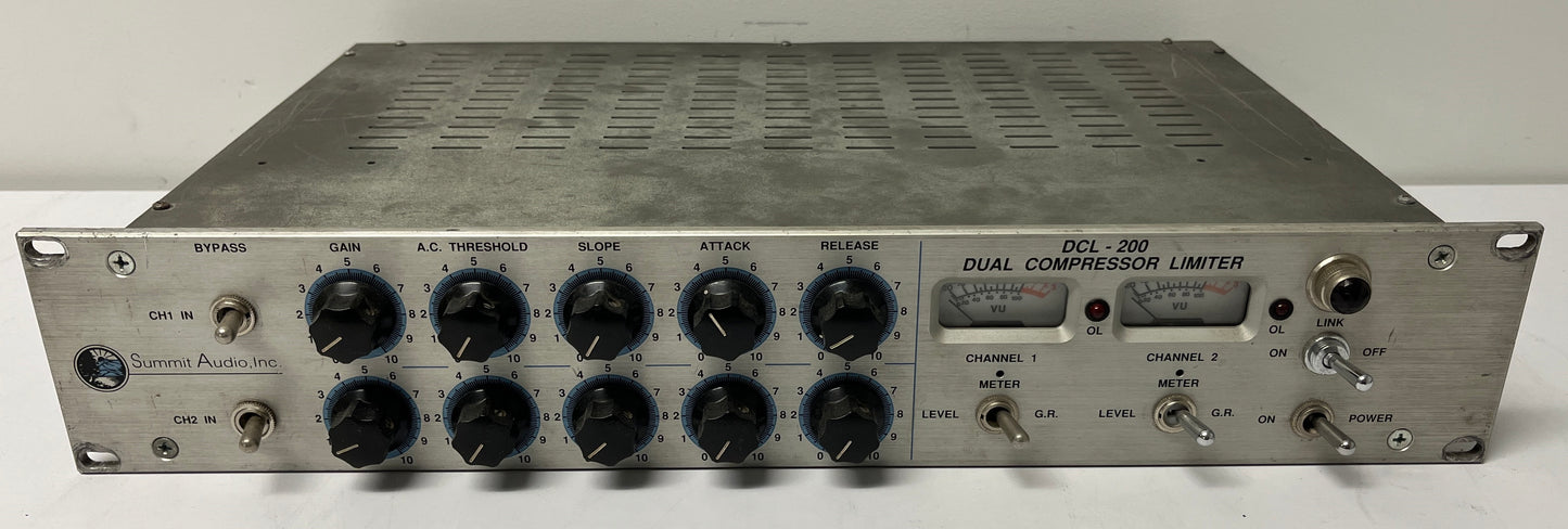 Summit Audio DCL-200, Summit Audio 2-Channel Tube Compressor, 2 Channel Tube Compressor, Audio Tube Compressor, Summit Audio Tube Compressor, We Sell Professional Audio Equipment. Audio Systems, Amplifiers, Consoles, Mixers, Electronics, Entertainment, Live Sound