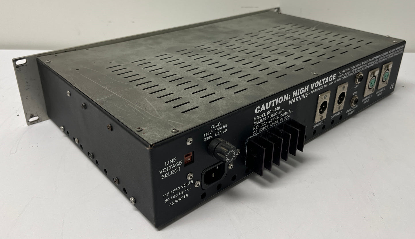 Summit Audio DCL-200, Summit Audio 2-Channel Tube Compressor, 2 Channel Tube Compressor, Audio Tube Compressor, Summit Audio Tube Compressor, We Sell Professional Audio Equipment. Audio Systems, Amplifiers, Consoles, Mixers, Electronics, Entertainment, Live Sound