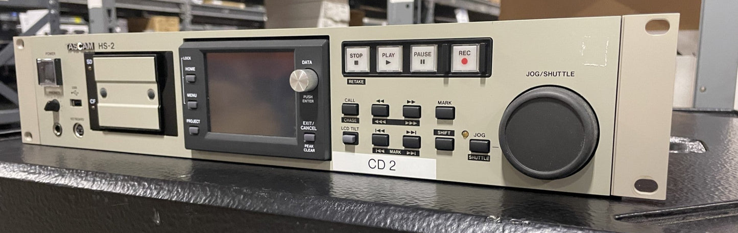 Used Tascam HS-2 Stereo Professional Solid State Recorder for Sale. We Sell Professional Audio Equipment. Audio Systems, Amplifiers, Consoles, Mixers, Electronics, Entertainment, Sound, Live.
