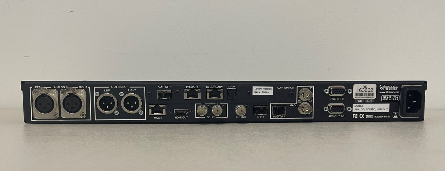 SDI to Analog Converter, Analog to SDI Converter, Wohler iVAM1-1, Wohler 16 Channel Audio/Video Monitor, Wohler SDI to Analog Converter, Wohler Analog to SDI Converter, We Sell Professional Audio Equipment. Audio Systems, Amplifiers, Consoles, Mixers, Electronics, Entertainment, Live Sound.