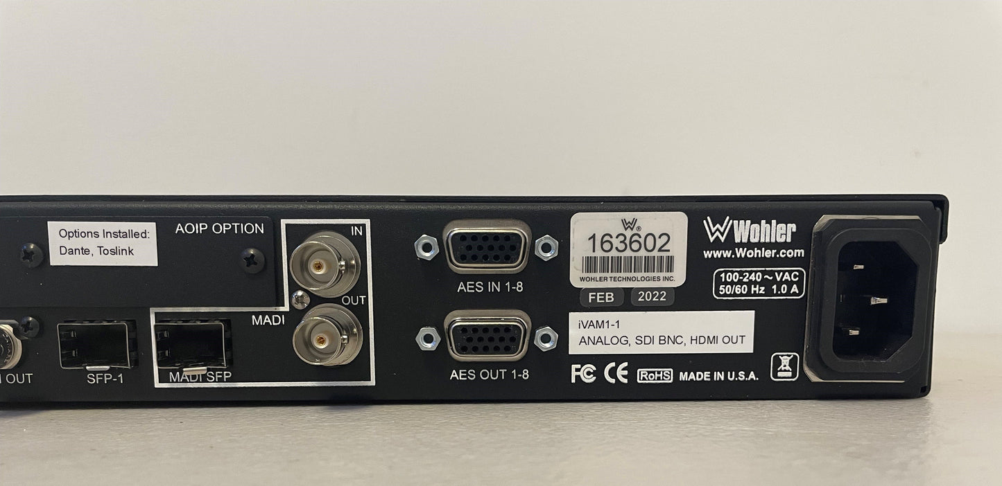 SDI to Analog Converter, Analog to SDI Converter, Wohler iVAM1-1, Wohler 16 Channel Audio/Video Monitor, Wohler SDI to Analog Converter, Wohler Analog to SDI Converter, We Sell Professional Audio Equipment. Audio Systems, Amplifiers, Consoles, Mixers, Electronics, Entertainment, Live Sound.