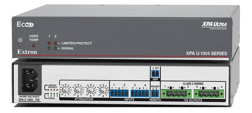 Extron XPA U 1004-70V 4 Ch Amplifier 60-1760-02, Extron XPA U 1004-70V, Extron Power Amplifier, 4 Channel Power Amp, Extron 4 Channel Power Amplifier. We Sell Professional Audio Equipment. Audio Systems, Amplifiers, Consoles, Mixers, Electronics, Entertainment, Live Sound.