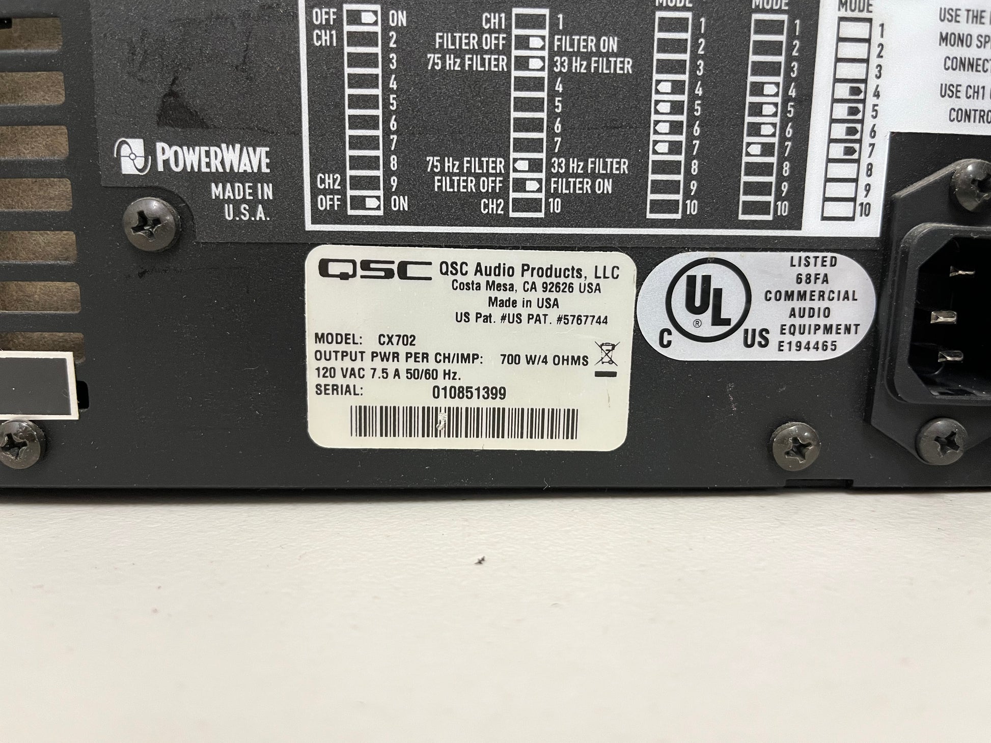 Used QSC CX702 2-Channel Power Amplifier for Sale. We Sell Professional Audio Equipment. Audio Systems, Amplifiers, Consoles, Mixers, Electronics, Entertainment, Sound, Live.