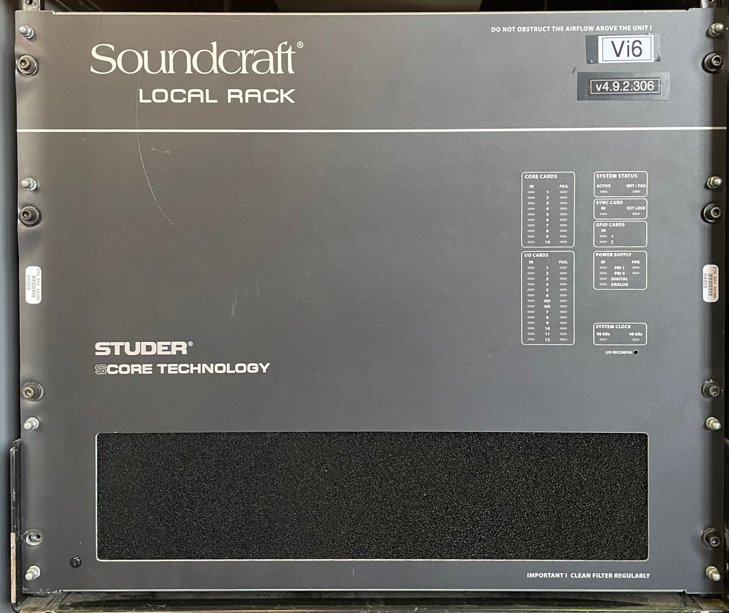 Used Soundcraft Vi6 System, 32 In 32 Out, With Touring Case for Sale. We Sell Professional Audio Equipment. Audio Systems, Amplifiers, Consoles, Mixers, Electronics, Entertainment, Sound, Live.