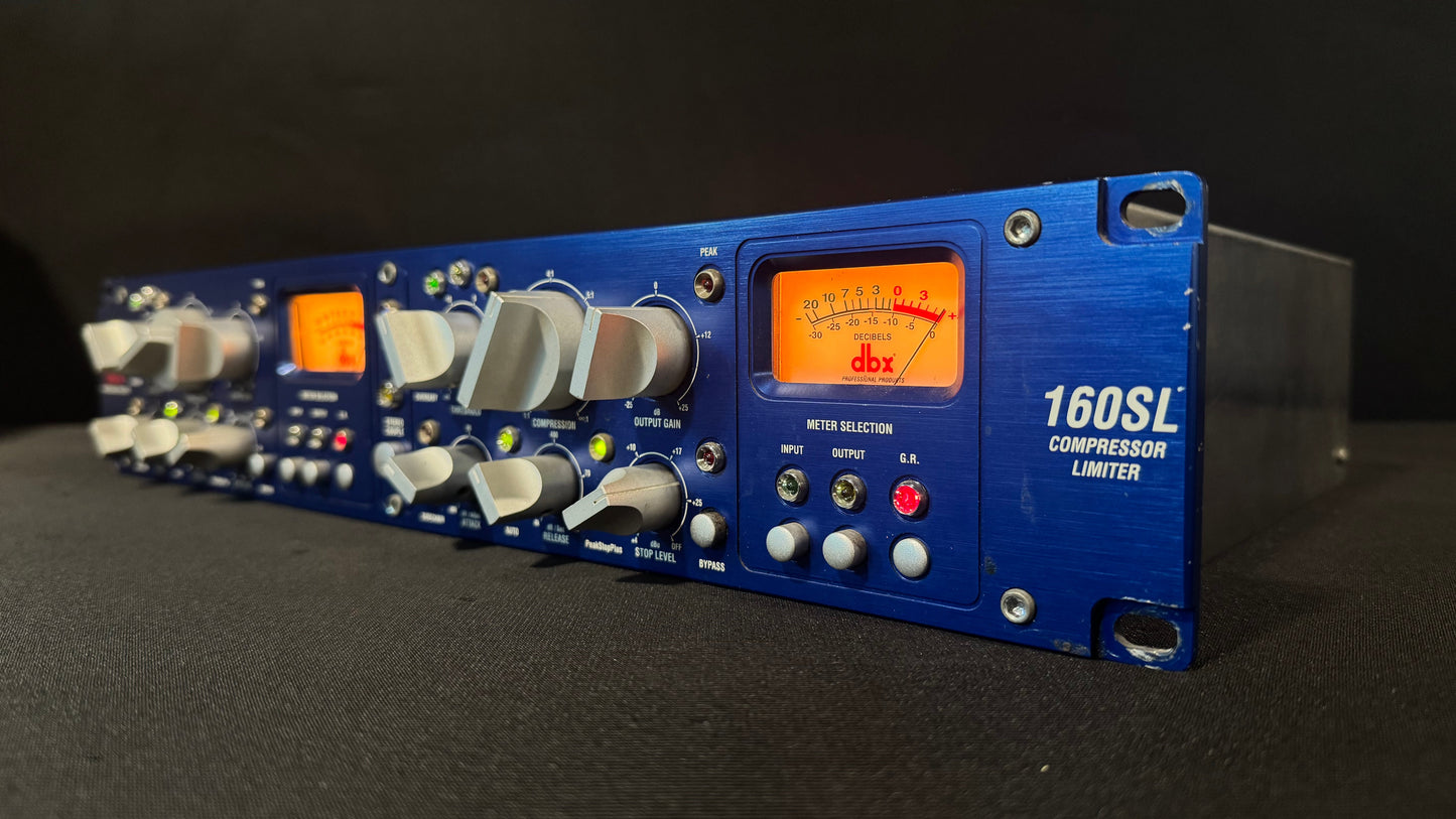 dbx 160SL Stereo Compressor/Limiter, dbx 160SL, dbx 160SL Blue, dbx Compressor/Limiter, 160SL Compressor/Limiter. We Sell Professional Audio Equipment. Audio Systems, Amplifiers, Consoles, Mixers, Electronics, Entertainment, Live Sound.
