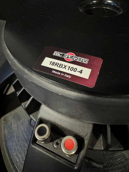 B&C 18RBX100-4 18" Woofer, B&C 18RBX100-4, B&C Speakers 18” Woofer, B&C 4 ohm Woofer, B&C CS218+. We Sell Professional Audio Equipment. Audio Systems, Amplifiers, Consoles, Mixers, Electronics, Entertainment, Live Sound.