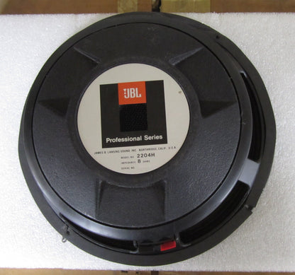 JBL 2204H 12" Woofer, JBL 2204H, JBL 12” Woofer, JBL 2204H Low Frequency Speaker, 2204H Woofer. We Sell Professional Audio Equipment. Audio Systems, Amplifiers, Consoles, Mixers, Electronics, Entertainment, Live Sound.