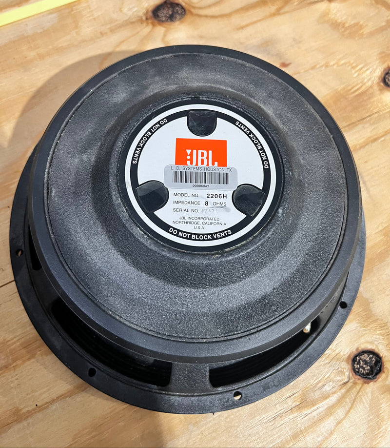 JBL 2206H 12" Woofer, JBL 2206H, JBL 12” Speaker Driver, JBL Woofer, 2206H. We Sell Professional Audio Equipment. Audio Systems, Amplifiers, Consoles, Mixers, Electronics, Entertainment, Live Sound.